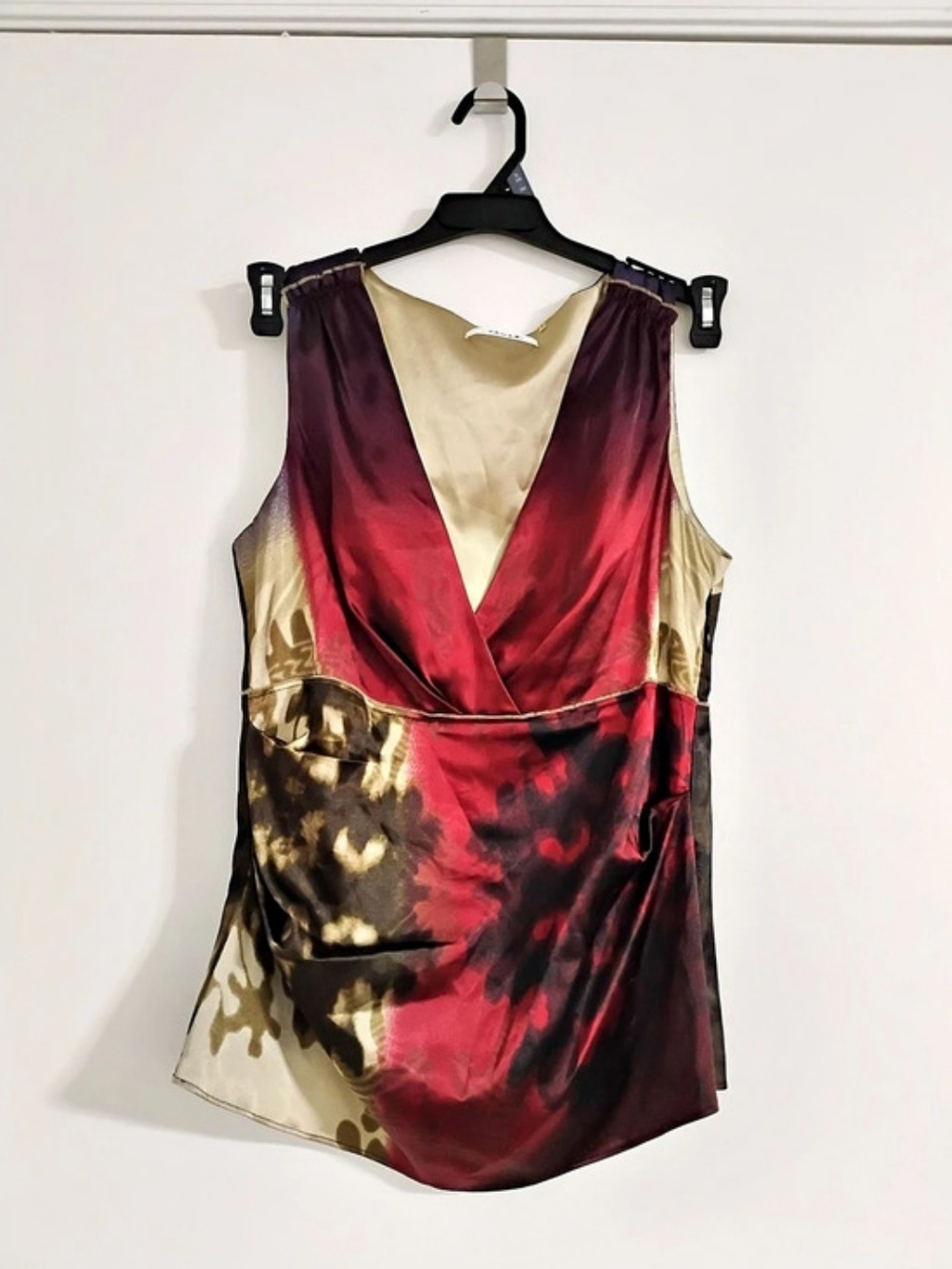Tahari Abstract Sleeveless Blouse in Red & Brown Size Small Like 39